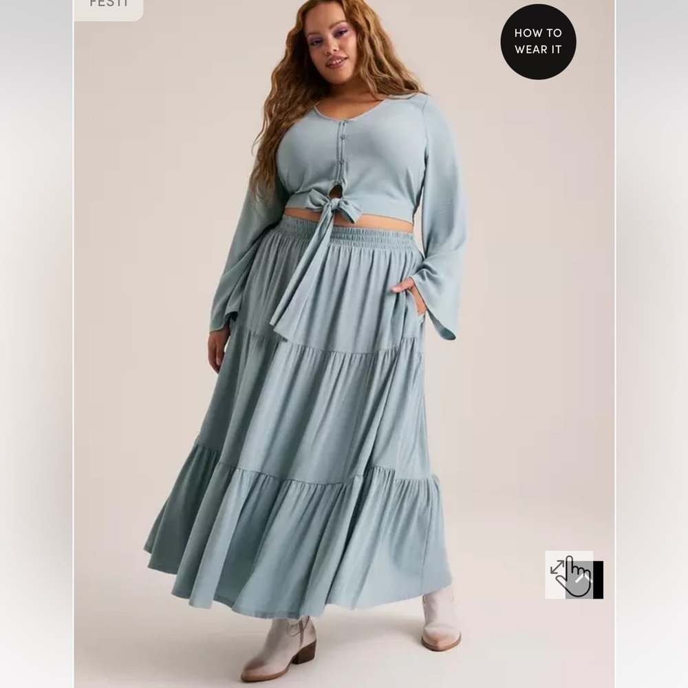 Torrid Plus Size Festi Tie-Front Maxi Skirt Set 2X